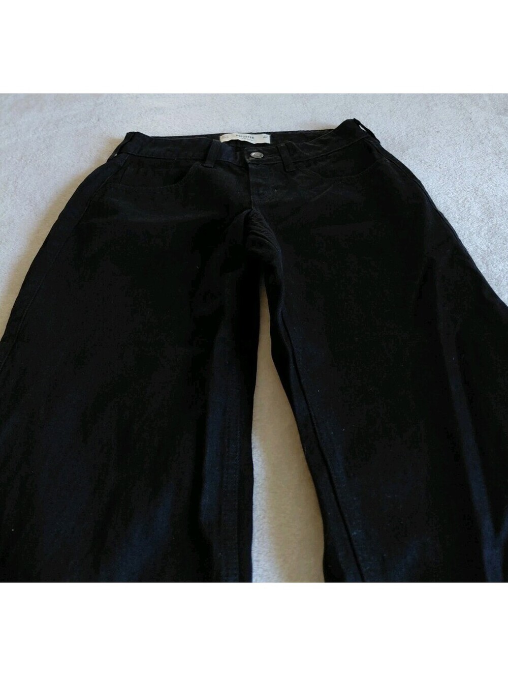 Hollister Womens Low Rise Baggy Jeans Short Size 0 W25 Black Wash Denim - Picture 2 of 9